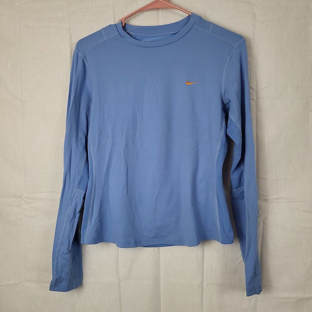 Nike Womens Dri-Fit Blue Long Sleeve Crew Neck Activewear T Shirt Size Small 4-6